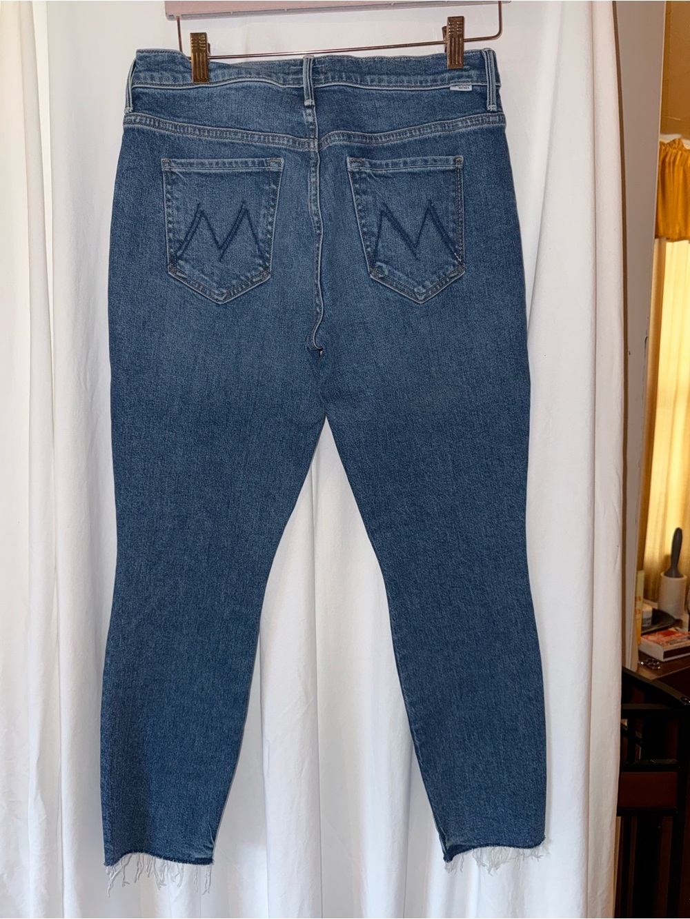 MOTHER High-Rise Medium Blue Button-Fly Jeans - Picture 3 of 5